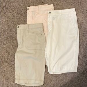 Women's Bermuda Shorts - White, Cream, and Pink